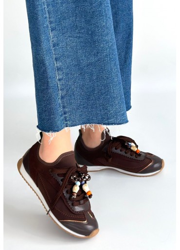 Riaf Kahverengi Cilt Bağcıklı Spor Ayakkabı