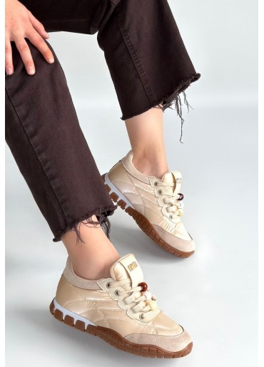 Tues Bej Nubuk Bağcıklı Spor Ayakkabı