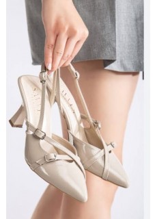 Tetti Bej Rugan Topuklu Ayakkabı