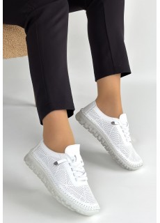 Merja Beyaz Deri Bağcıklı Spor Ayakkabı