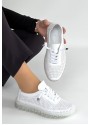 Merja Beyaz Deri Bağcıklı Spor Ayakkabı