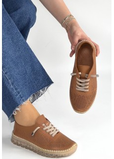 Merja Taba Deri Bağcıklı Spor Ayakkabı