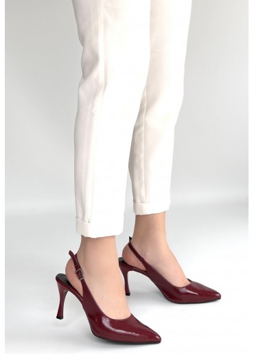 Uster Bordo Rugan Topuklu Ayakkabı