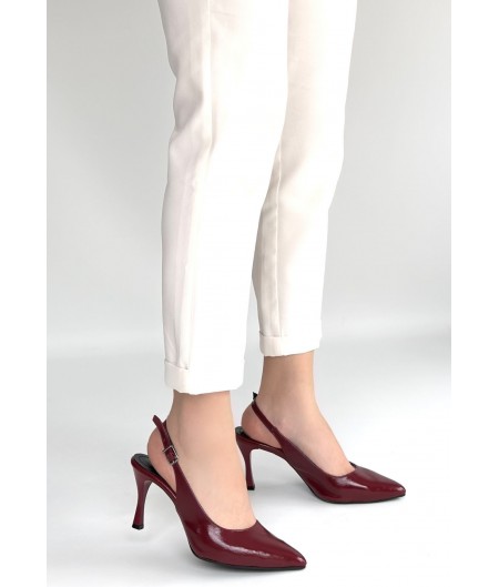 Uster Bordo Rugan Topuklu Ayakkabı