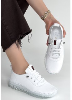 Jiten Beyaz Deri Bağcıklı Spor Ayakkabı