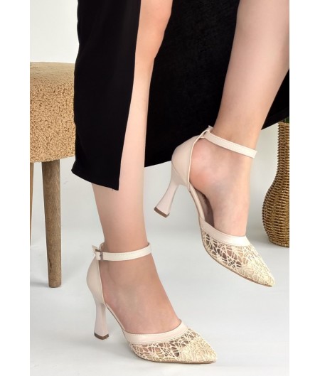 Hejja Bej Cilt Tül Detaylı Topuklu Ayakkabı