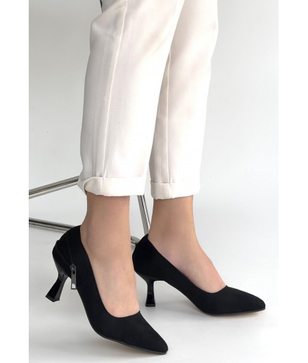 Jedi Siyah Süet Topuklu Ayakkabı