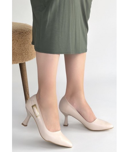 Yons Bej Cilt Topuklu Ayakkabı