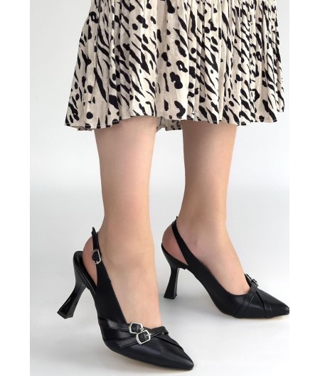 Jedda Siyah Cilt Topuklu Ayakkabı