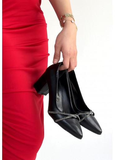 Zenta Siyah Cilt Topuklu Ayakkabı