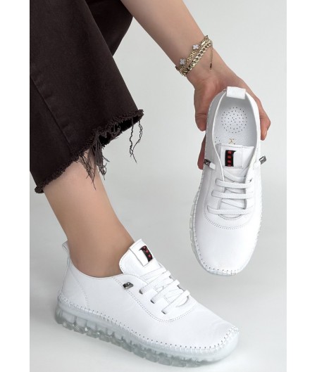 Kitta Beyaz Deri Bağcıklı Spor Ayakkabı