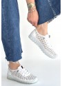 Otja Beyaz Deri Lazerli Bağcıklı Spor Ayakkabı Otja Beyaz Deri Lazerli Bağcıklı Spor Ayakkabı