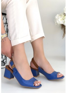 Alessi Mavi Rugan Topuklu Ayakkabı