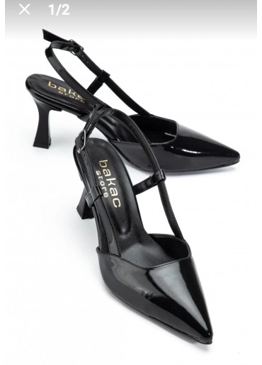 Hoost Siyah Rugan Topuklu Ayakkabı