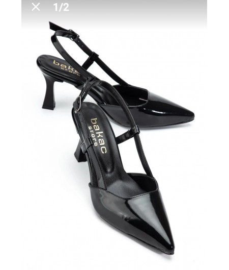 Hoost Siyah Rugan Topuklu Ayakkabı