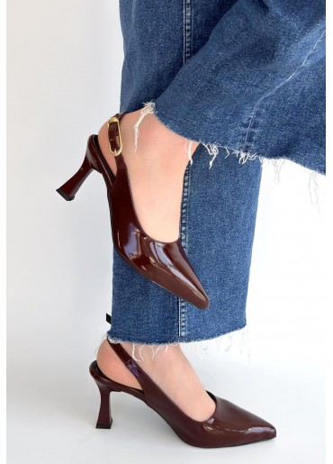 Hies Bordo Rugan Topuklu Ayakkabı