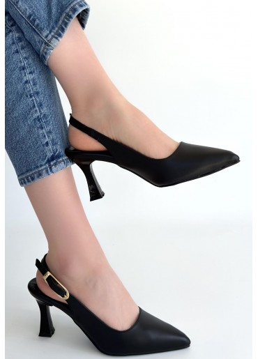 Hies Siyah Cilt Topuklu Ayakkabı