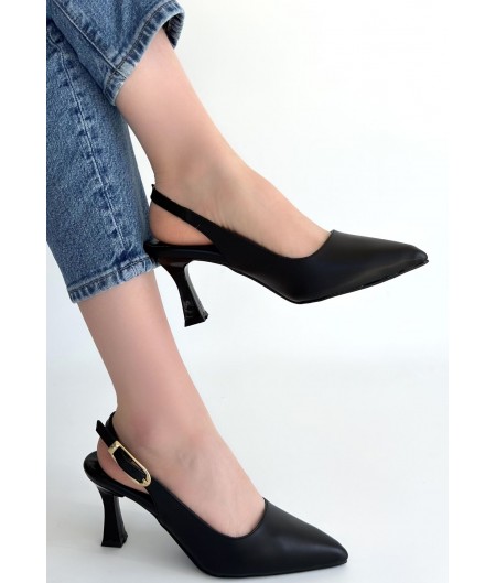 Hies Siyah Cilt Topuklu Ayakkabı