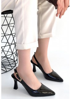 Hies Siyah Rugan Topuklu Ayakkabı