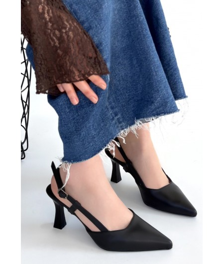 Hoost Siyah Cilt Topuklu Ayakkabı