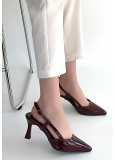 Hoost Bordo Rugan Topuklu Ayakkabı