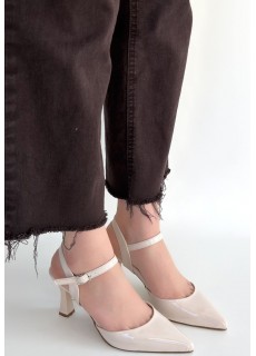 Suden Bej Rugan Topuklu Ayakkabı
