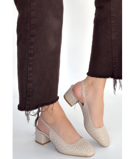 Dier Bej Cilt Topuklu Ayakkabı