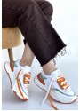 Aleh Beyaz Cilt Turuncu Detaylı Çift Bağcıklı Spor Ayakkabı