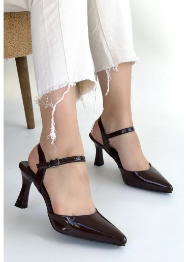 Suden Kahverengi Rugan Topuklu Ayakkabı