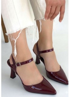Suden Bordo Rugan Topuklu Ayakkabı