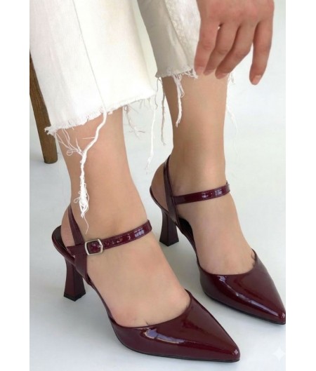Suden Bordo Rugan Topuklu Ayakkabı