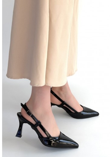 Hoost Siyah Rugan Topuklu Ayakkabı