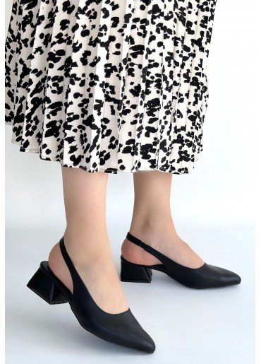 Evia Siyah Cilt Topuklu Ayakkabı