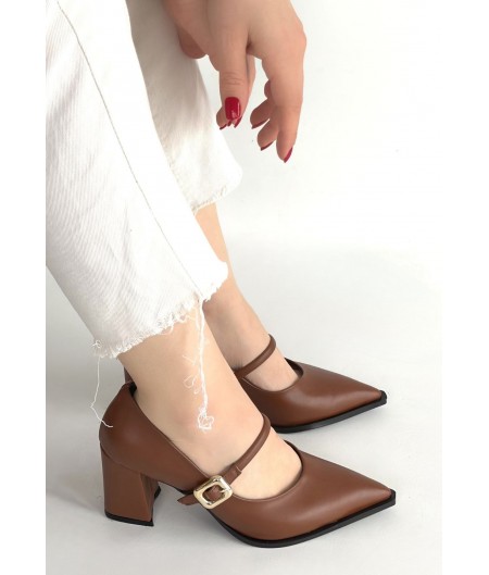 Nıvra Taba Cilt Topuklu Ayakkabı