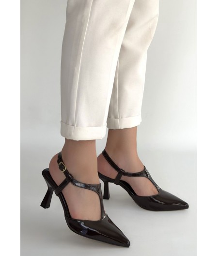 Tula Kahverengi Rugan Topuklu Ayakkabı