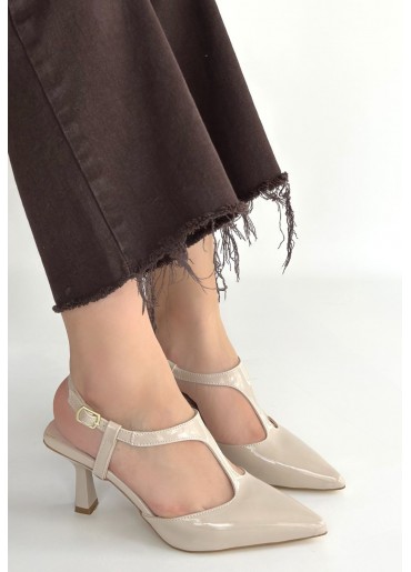 Tula Bej Rugan Topuklu Ayakkabı