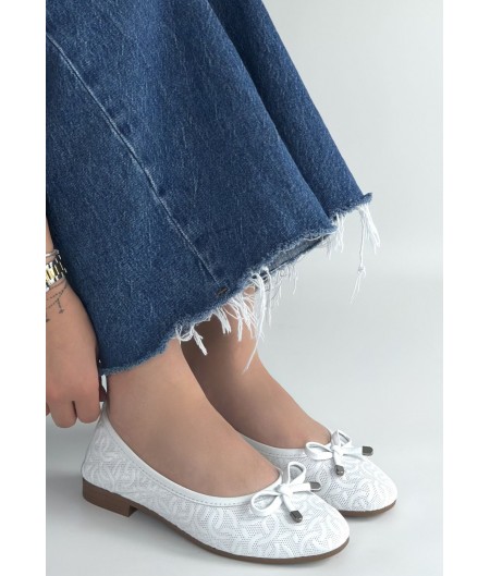 Jnues Beyaz Deri Babet Ayakkabı