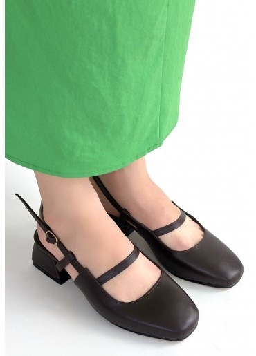 Liva Kahverengi Cilt Topuklu Ayakkabı