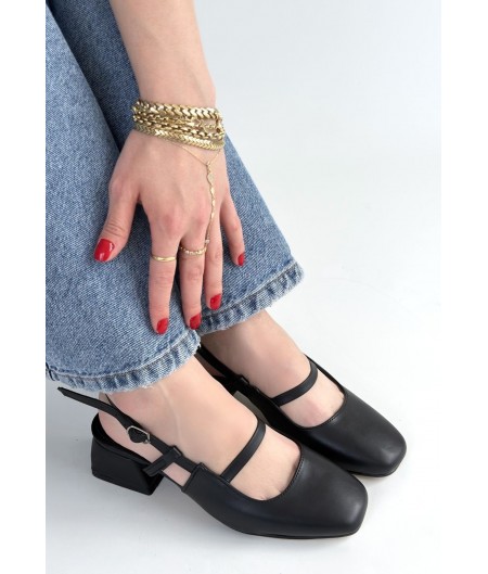 Liva Siyah Cilt Topuklu Ayakkabı