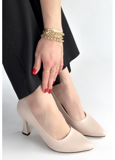 Ulba Bej Cilt Stiletto Ayakkabı