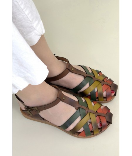 Woji Taba Deri Kemerli Sandalet