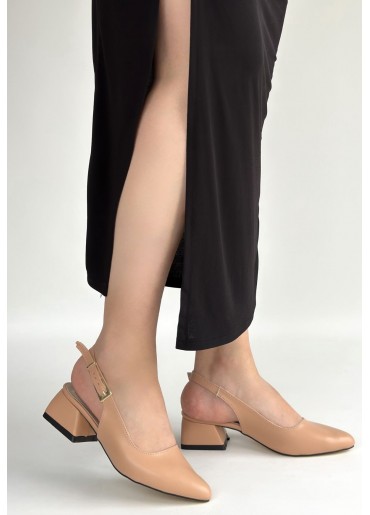 Jonji Nude Cilt Topuklu Kemerli Ayakkabı