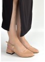 Jonji Nude Cilt Topuklu Kemerli Ayakkabı