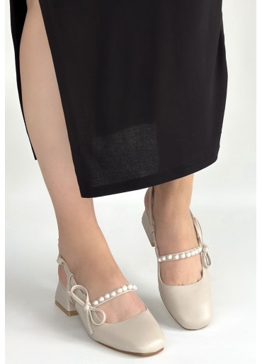 Ceyda Bej Cilt Topuklu Ayakkabı