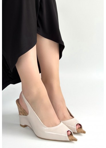 Nemba Bej Rugan Dolgu Topuk Ayakkabı