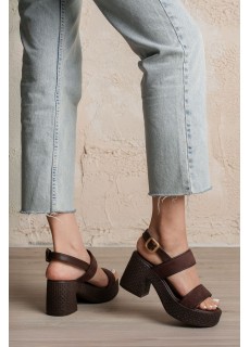 Wowi Kahverengi Süet Topuklu Sandalet