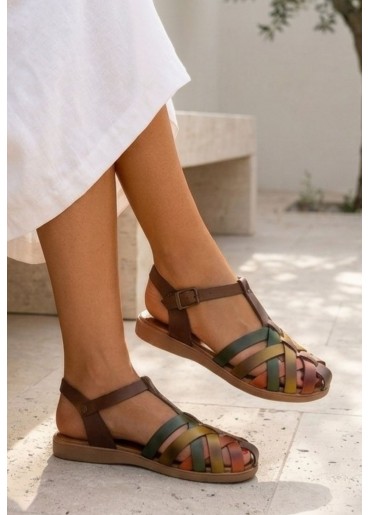 Woji Taba Deri Kemerli Sandalet