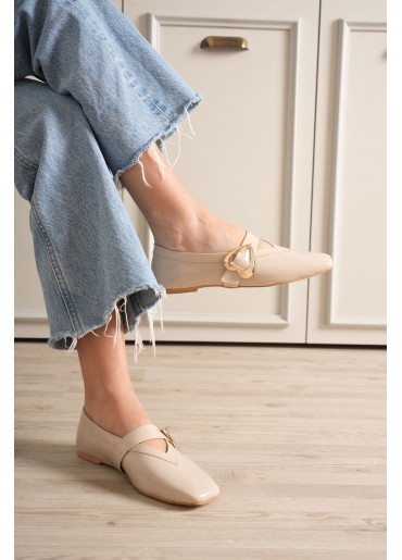 Signa Bej Cilt Babet Ayakkabı