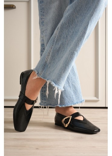 Signa Siyah Cilt Babet Ayakkabı