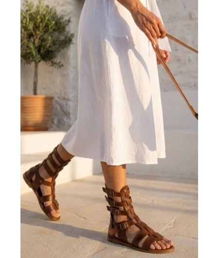 Nola Taba Deri Kemerli Sandalet